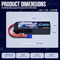 Zeee 4S Lipo Battery 10000mAh 14.8V 120C with EC5
