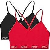 Hanes Womens Moves Seamless Triangle Wireless Bra, 360° Flex Light Support Pullover Bra, Odor Control, 2-Pack