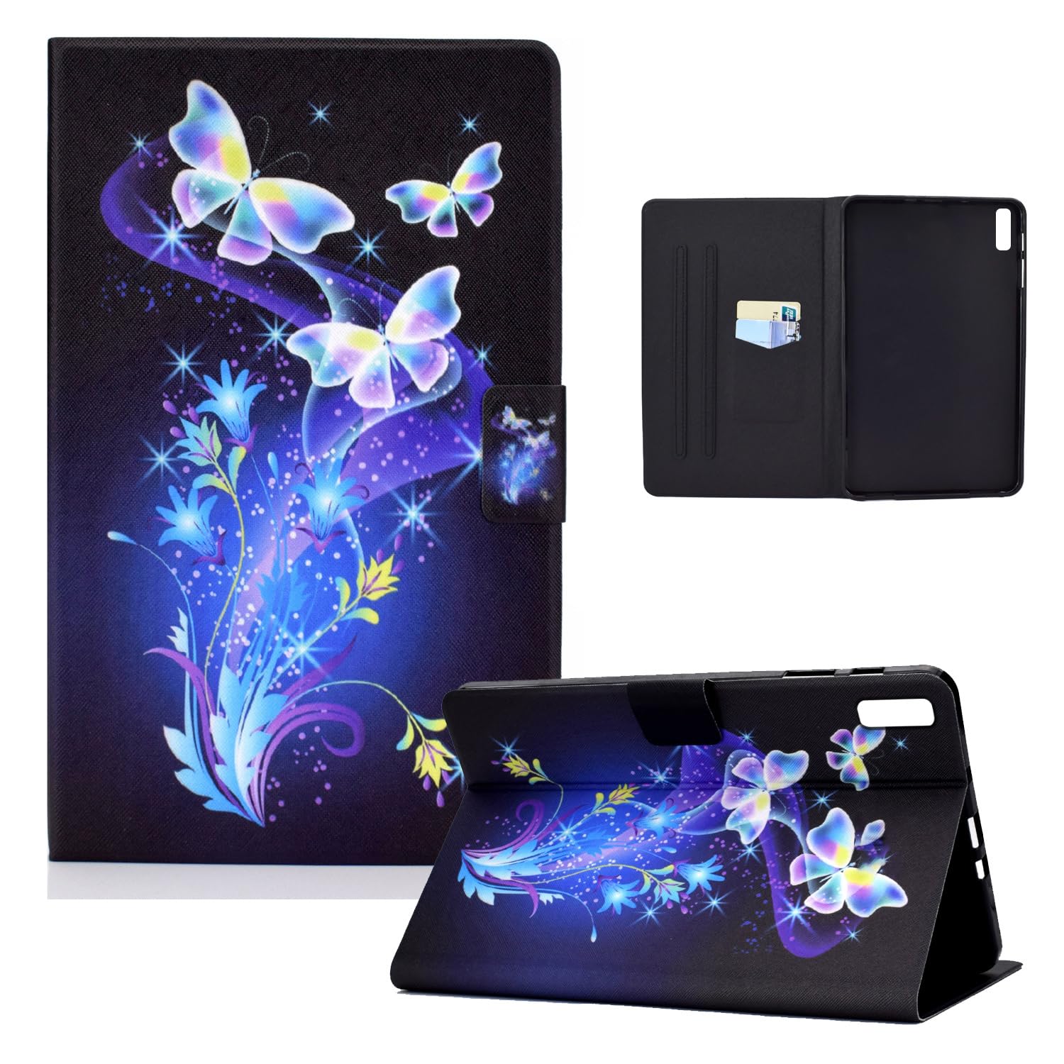 ONETHEFUL Case Compatible with Lenovo Tab P12 12.7 Inch Tablet 2023 PU Leather Magnetic Stand Protective Shockproof Tablet Cover for Lenovo Tab P12 12.7 Inch - flower butterfly