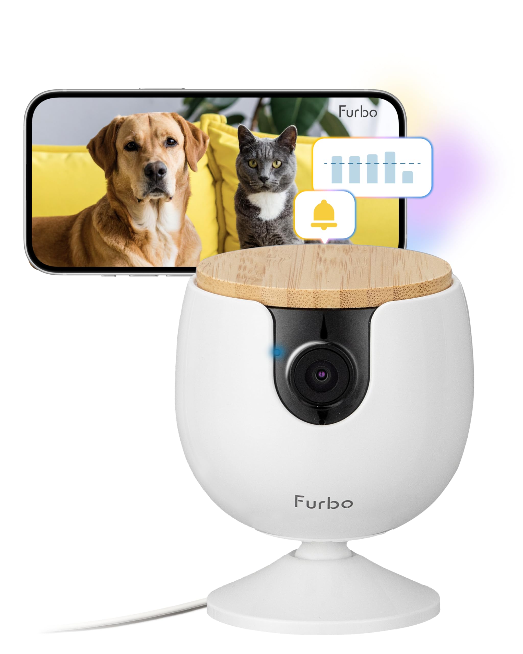 Furbo Mini Pet Camera [SUBSCRIPTION PURCHASE REQUIRED] – Smart Dog & Cat Monitor App, 1080p HD, 2-Way Audio, Colour Night Vision, Home Security Camera, Bark & Meow Alert (3-Month Commitment to Unlock)