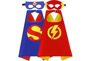 Mizzuco Superhero Capes for Kids Cloak with Mask Halloween Costumes and Party Dress up 2PCS