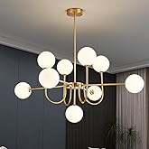 LIGJOY Modern Gold Chandelier Light Fixture,9-Light Sputnik Chandeliers Mid Century Glass Pendant Light Bubble Chandeliers fo