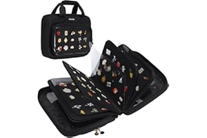 OEUN FAN Enamel pin display bag, 8-page pin trading book, collectible pin board, suitable for storing pins, brooches, patches (black)