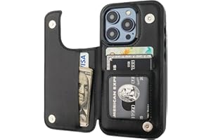 Onetop Compatible with iPhone 15 Pro Wallet Case with Card Holder, PU Leather Kickstand Card Slots Case, Double Magnetic Clasp and Durable Shockproof Cover 6.1 Inch (Black)