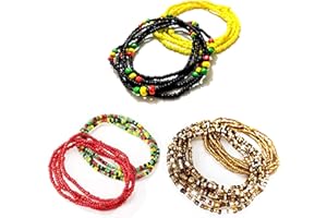 Tuoshei 6 Piece Summer Jewelry Waist Bead Set Colorful Waist Bead Belly Bead African Waist Bead Body Chain Beaded Belly Chain