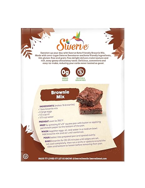 SWERVE SWEETS BROWNIE BAKING MIX – KETO DIET FRIENDLY, LOW CARB, GLUTEN FREE, EASY TO MAKE AND JUST 5G NET CARBS, 12 OZ (PACK OF 2)