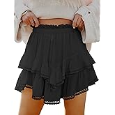 Caracilia Women Summer Flowy Mini Skirts Built in Shorts Casual Boho Ruffle Cute Tennis Skorts 2026 Beach Vacation Clothes