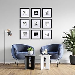 Yaetm 8x8 Picture Frames Black Set of 9, Square 8x8