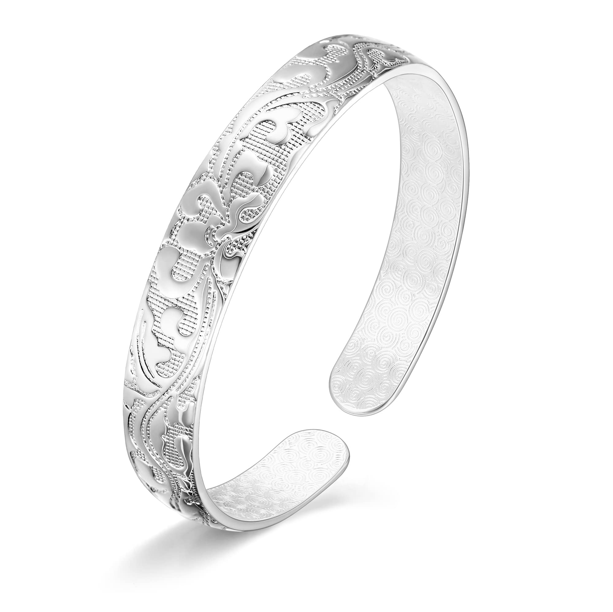 KALVICA Silver Plated Bangle Bracelet for Women Cuff Bangle Bracelet Open Adjustable Jewelry Gift for Women