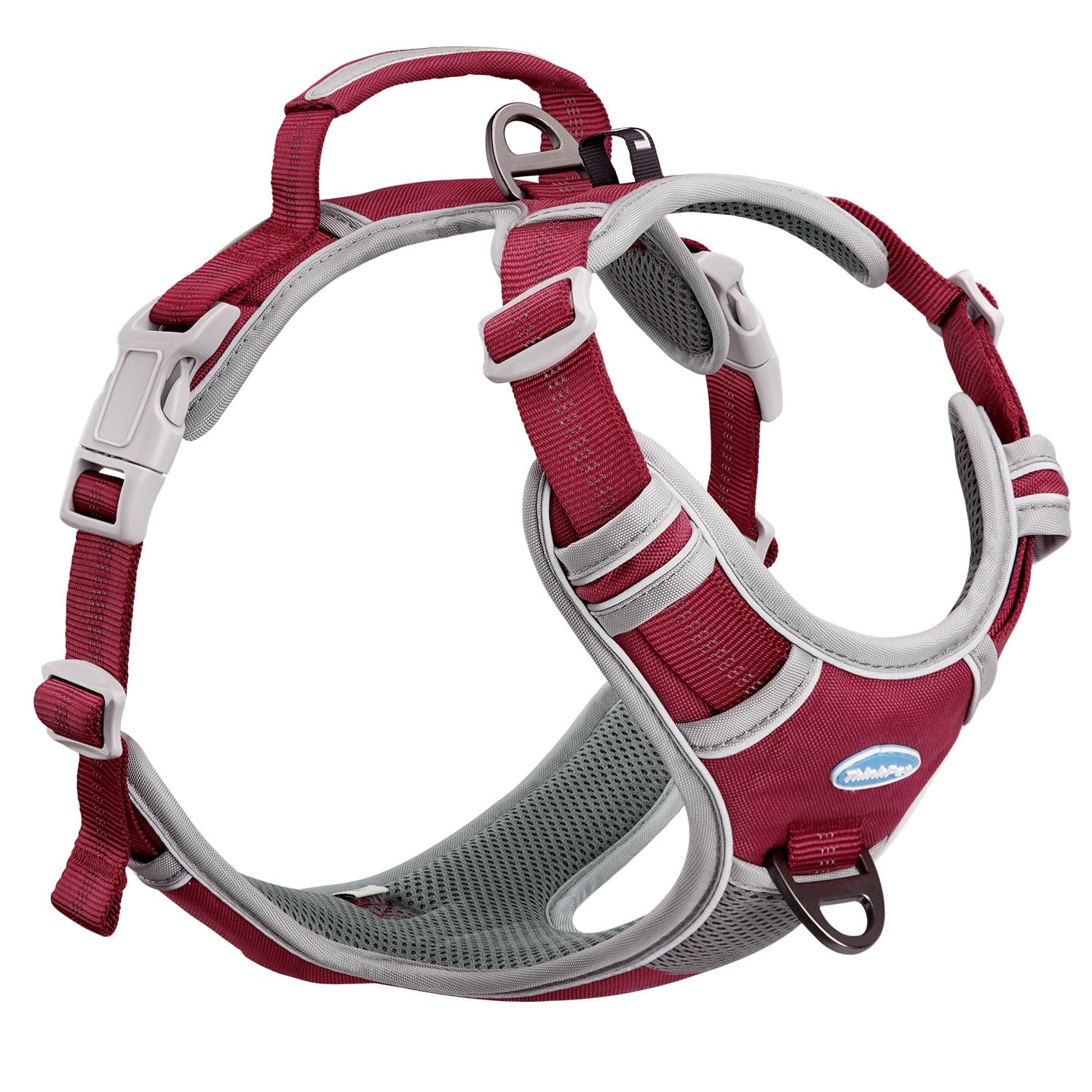 ThinkPet No Pull Harness Breathable Sport Harness with Handle-Dog Harnesses Reflective Adjustable for Medium Large Dogs,Back/Front Clip for Easy Control Dark Red S — image 1
