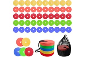 50 PCS 6 Inch Flat Cones Spot Markers：Non-Slip Field Dots for Soccer Training,Speed Agility Practice Equipments for Football 