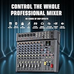 JXSOU Audio Mixer, 14-Channel DJ Mixer Bluetooth