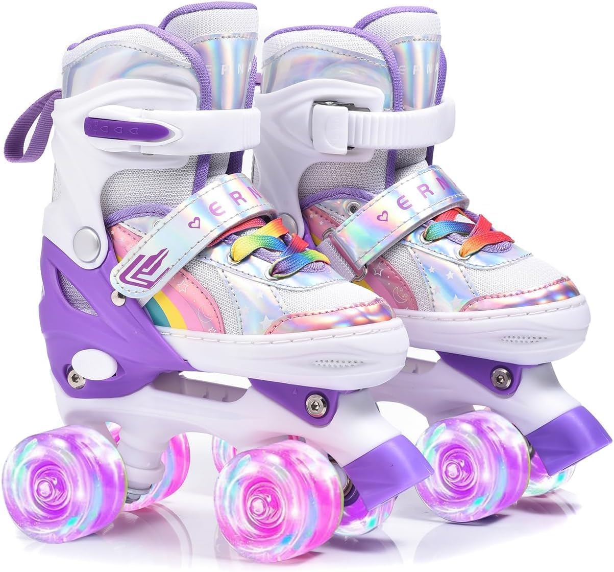 ERNAN Roller skates kids Roller boots,8 Light up Wheels and 4 Sizes Adjustable.Rollerskates for Kids Beginners, Suitable for Indoor Outdoor (lavender, M)