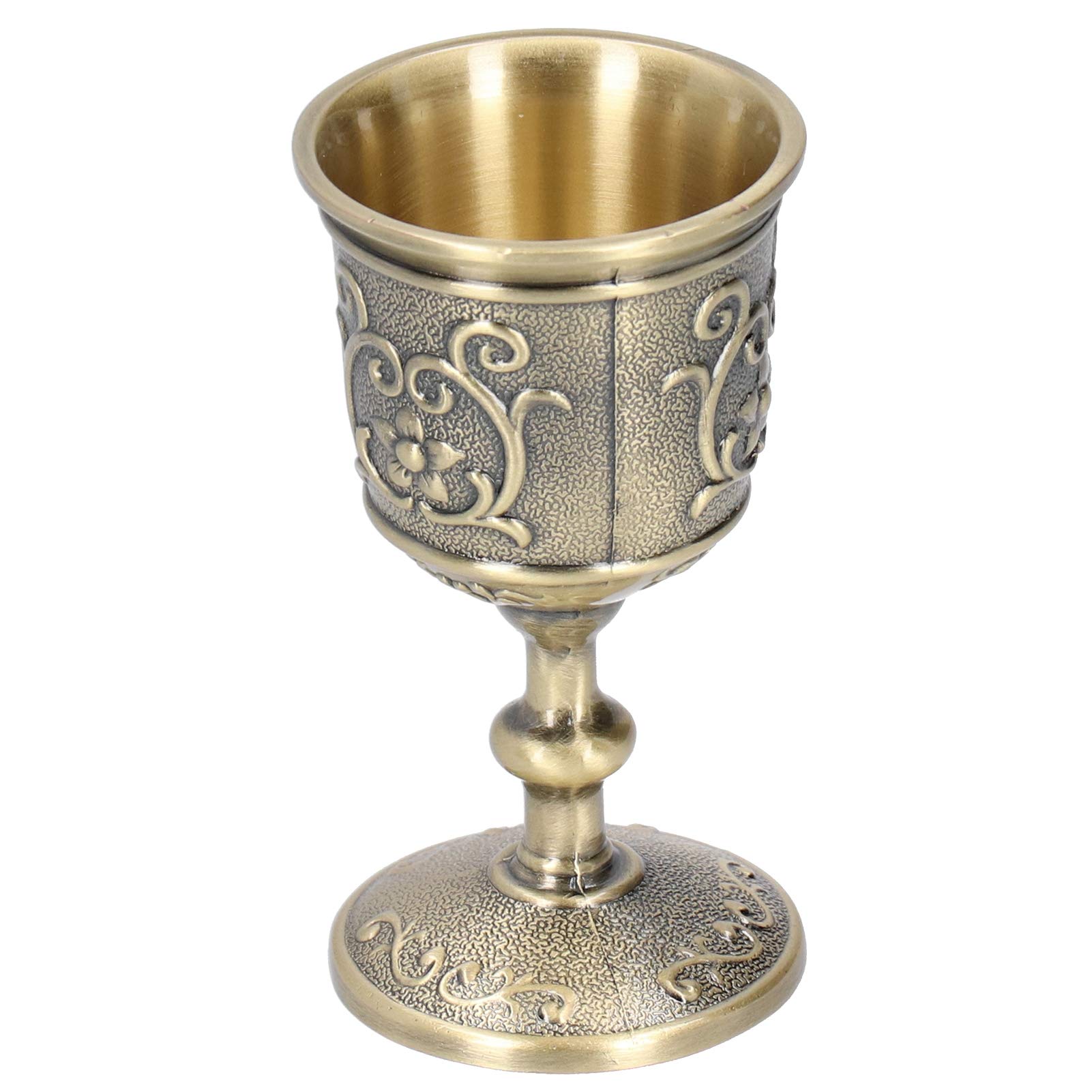 Denkerm King's Royal Chalice Cup, Vintage 3.6in/2.9in Bronze Chalice Goblet, Embossed for Wine Drinks Whiskey Milk(small)