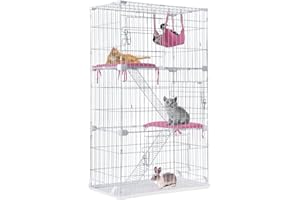 BestPet Cat Cage Cat Crate Kennel Cats Playpen with Free Hammock Perching Shelves 3 Cats Bed 3 Front Doors 2 Ramp Ladders,67 