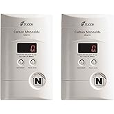 Kidde Carbon Monoxide Detector, Plug In Wall with 9-Volt Battery Backup, Digital LED Display - 2 Pack