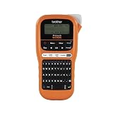 Brother PTE110 Entry Level Industrial Handheld Labeling Tool Kit - Up to 12mm Labels, Orange