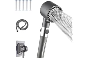 Filtered Shower Head with Handheld - 3-Mode High Pressure Showerhead, 5 Filters, Stainless Steel Hose & Wall Bracket, Power W