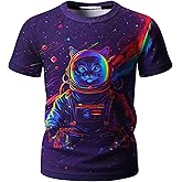 Weecreeture Kids Neon Graphic T-Shirt – Fun 3D Printed Short Sleeve Tees for Boys and Girls Ages 4-16