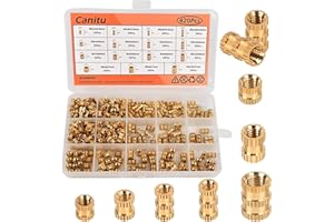 Canitu 420Pcs Threaded Inserts, M2 M3 M4 M5 Female Thread Metric Embedment Knurled Nuts Assortment Kit, Brass Heat Set Insert for Plastic and 3D Printing Components Injection Molding
