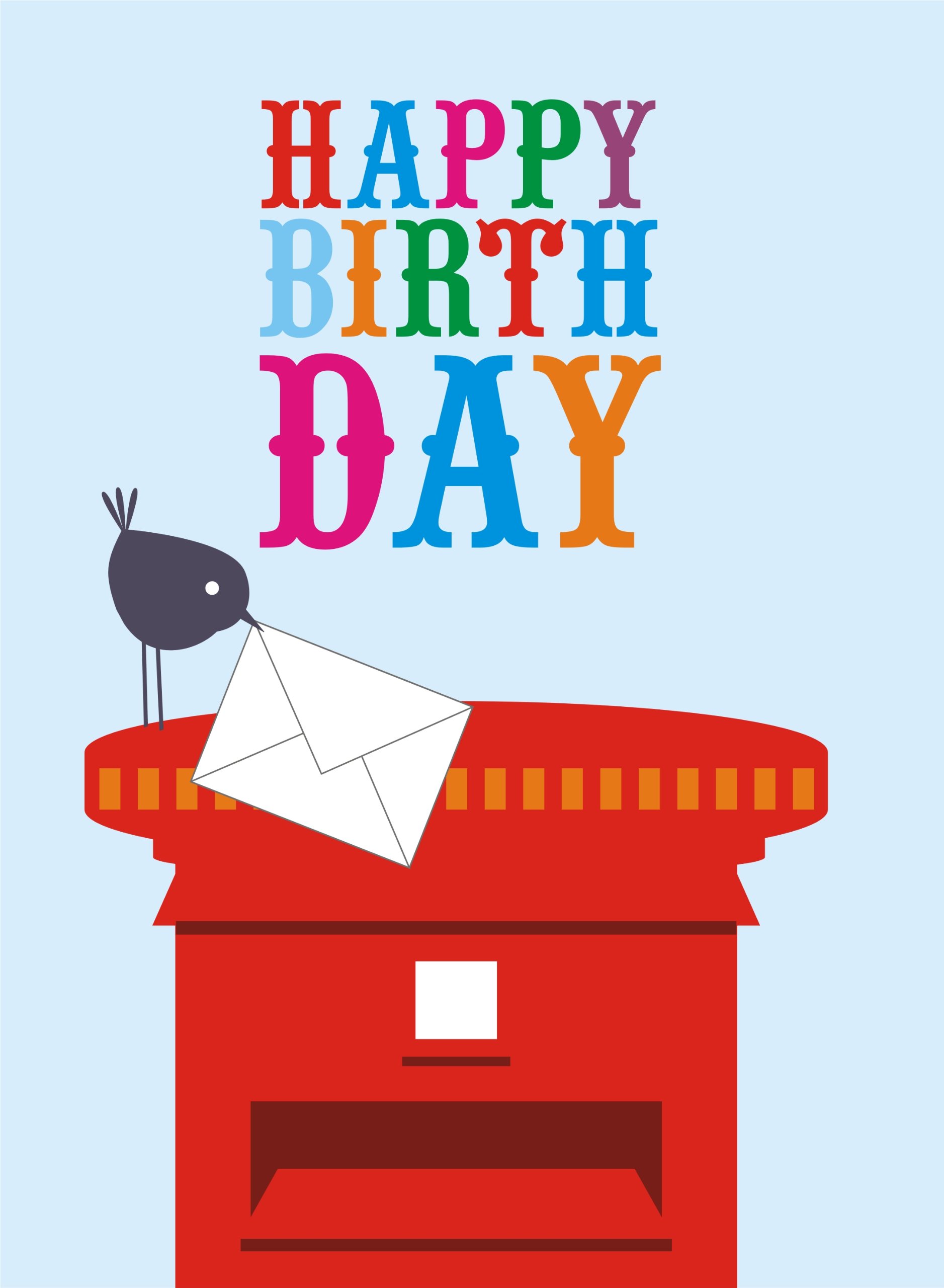 Claire Giles Greeting Cards, Happy Birthday Card, Postbox Design Birthday Greeting Card