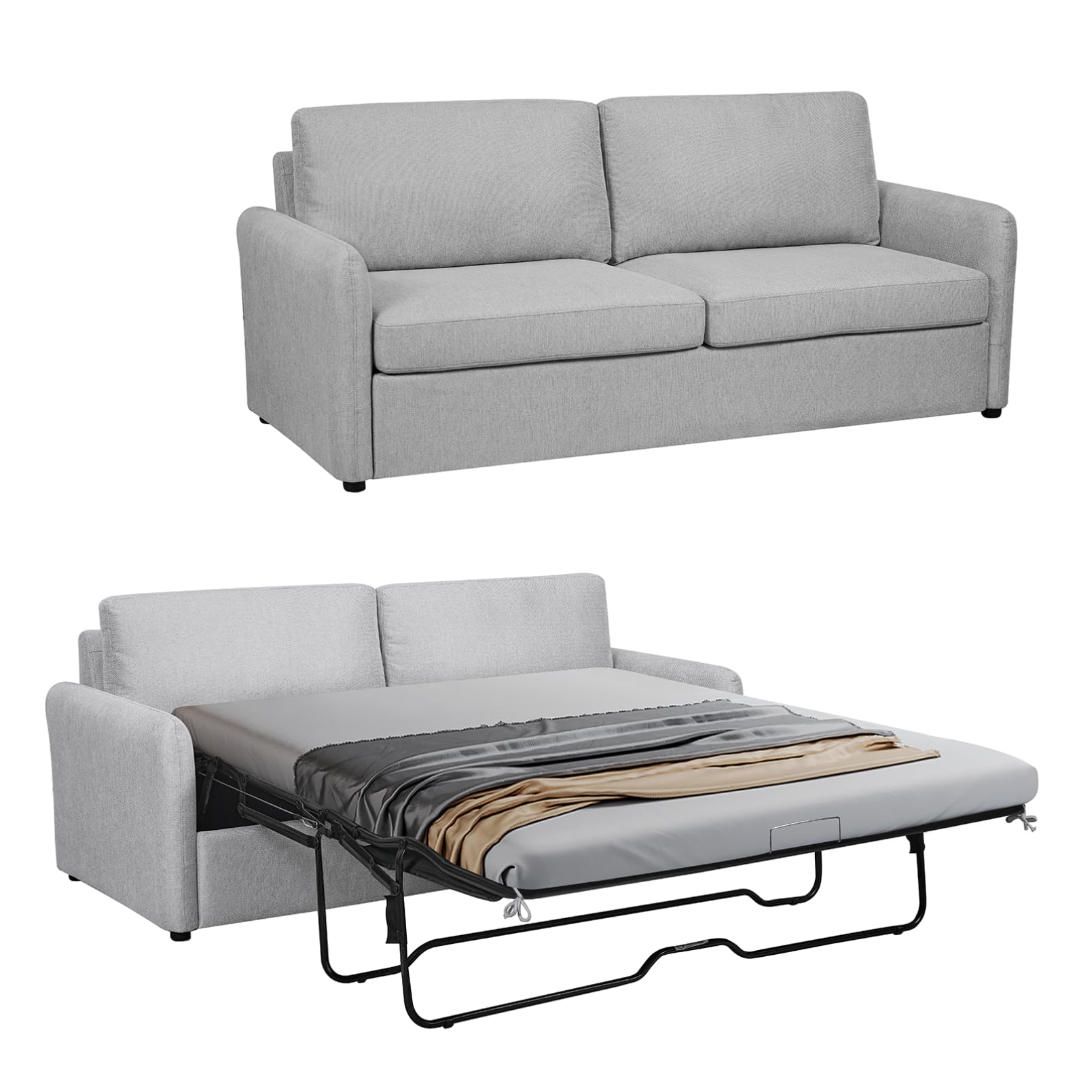 Photo 1 of **********IMCOMPLETE, THIS IS ONLY THE CUSHIONS FOR THE COUCH********
Mixcous Queen Size Pull Out Sofa Bed, 2 in 1 Convertible Sleeper Sofa Couch with Pullout Bed, Memory Foam Mattress for Living Room Office, Space-Saving, Light Grey