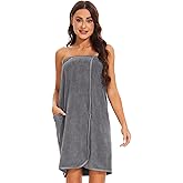 Knuffnee Women Bath Towel Robe Spa Body Wrap Shower Bathrobe Adjustable Snap Closure