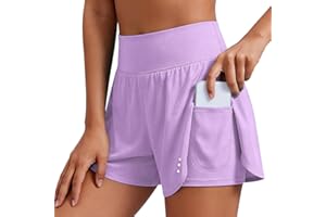 Gym Shorts for Women Quick Dry 2 in 1 2 in 1 Running Athletic Short Pant High Waisted Tennis Golf Skort with Pockets