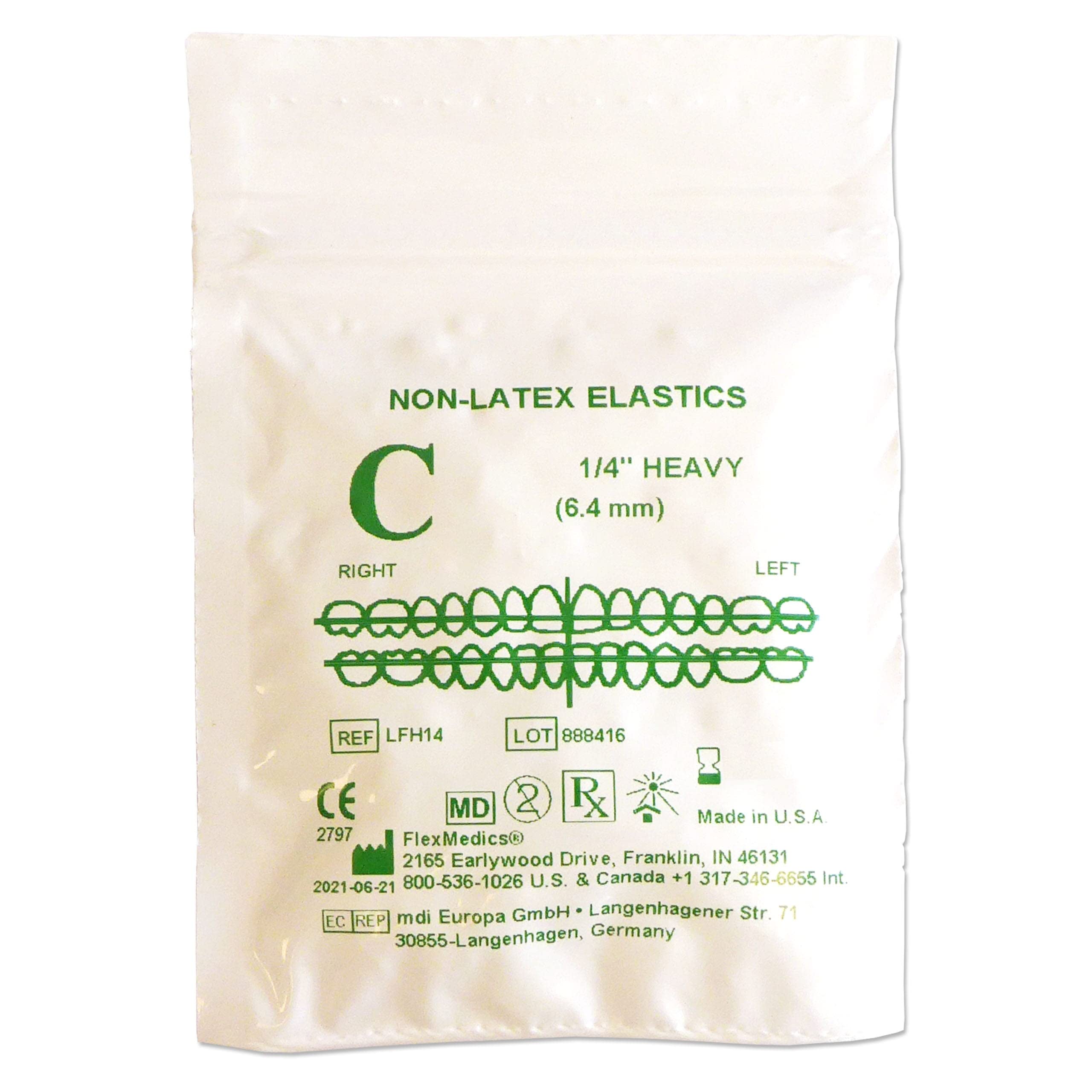 C ULTRA Ultra Non Latex Orthodontic Elastics 1/4, 6.5oz X-Heavy, 1.0 count, Rubber - 100 Elastics