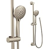 Moen Brushed Nickel Eco-Performance 5-Function Handheld Removable Shower Head, Adjustable 30-Inch Slide Bar and 69-Inch Long 