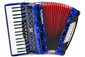 YINGWU Accordion, 34 Keys 60 Bass Premium Accordion for Beginners and Professionals with Backpack and Carrying Strap (Blue)