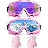YUNGLIDE 2 Pairs Motorcycle Goggles Ski Goggles Dirt Bike ATV Riding Glaases With 2 Pack Neck Breathable Bandana Mask