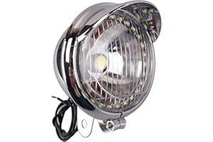 Heart Horse 5 inch Motorcycle Front Lamp Light Chrome with 27 LED Angel Eye COB LED Headlight Universal Fits for Har-ley Bobber Chopper Cruisers