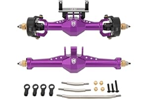 MEUS Racing Isokinetic 3-Section CVD Front and Rear Axles Maximum Steering Angle 52° Wider +5MM for TRX4M Upgrade 1/18 RC Crawler Car (Anodized Purple)