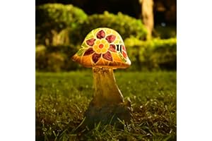 Juliahestia Mushroom Solar Lights Outdoor: Fairy Garden Decor Mosaic Art Outside Statue LED Figurine Backyard Lawn Ornaments Flowerbed Porch Gift Ideas for Lover Mom Grandma