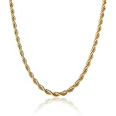 Lucky Brand Men’s Stainless Steel Rope Chain Necklace - 22” Gold-Tone Plated 7MM Durable 316L Steel Jewelry