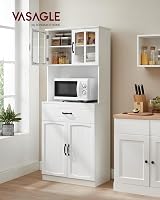 VASAGLE Tall Kitchen Pantry Cupboard with Glass Doors White LSC361W21 view 2