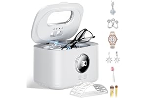 Ultrasonic Jewelry Cleaner, 47kHz Ultrasonic Retainer Cleaner Machine, 20oz Dental Cleaning Pod with 5 Modes, Dual Brush Port