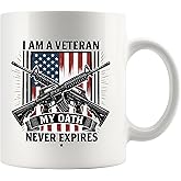 Panvola I Am A Veteran My Oath Never Expires Veteran Gifts Patriotic American Flag For Grandpa Dad Uncle From Grandson Granddaughter Son Daughter Niece Nephew Ceramic Mug 11 oz White