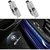 Door Lights Logo Projector Puddle Lights Ultra-Bright Welcome Step Light,Never Fade Puddle Lights Compatible with Alfa Romeo Giulia 952 Stelvio 949 Tonale Giulietta Accessories (White Logo Letter)
