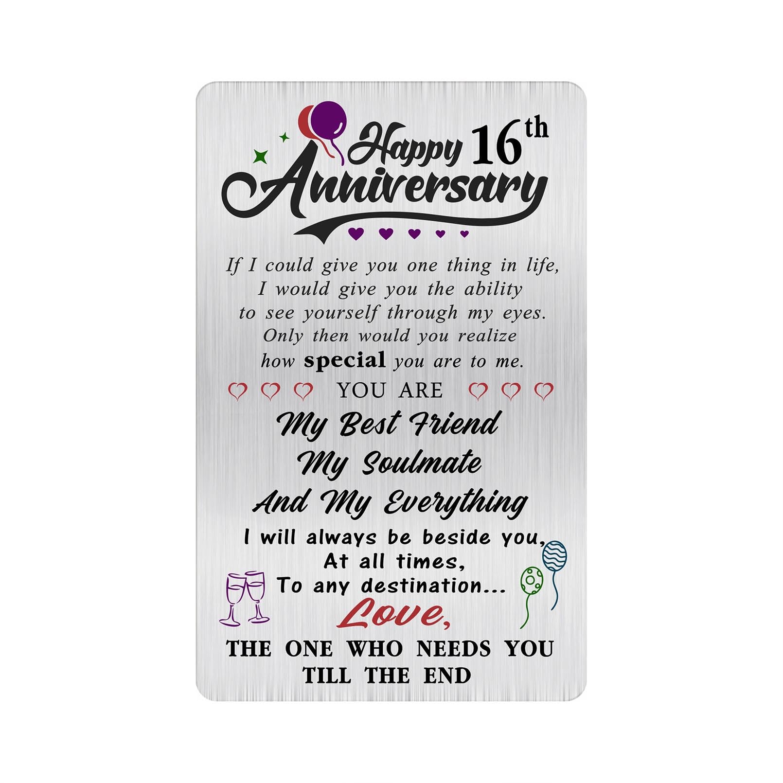 Alotozo 16 Year Wedding Anniversary Card - Happy 16th Wedding Anniversary Cards Gifts for Husband Wife - 16 Years Anniversary Card for Him Her