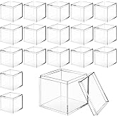 CHENGU 18 Pack Acrylic Boxes Clear Cube Small Square Storage Box with Lid Acrylic Display Small Container Clear Candy Cubes f
