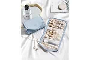 Small Jewelry Organizer Bag, Compact and Foldable Travel Jewelry Case for Earrings/Necklaces/Rings/Bracelets, Travel Jewelry 