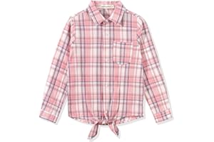 Noomelfish Girls Long Sleeve Button Down Shirt Tie Front Blouse Tops (5-14 Years)