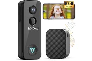 SV3C Video Doorbell Camera Wireless with Chime, 2K Ultra HD No Subscription Front Door Bell Cameras with Human Detection, Night Vision, 2-Way Audio, IP65, Battery Powered, Compatible with Alexa