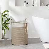 YOUDENOVA Woven Laundry Basket 50cm Handle Cotton Rope 58L White Brown view 2