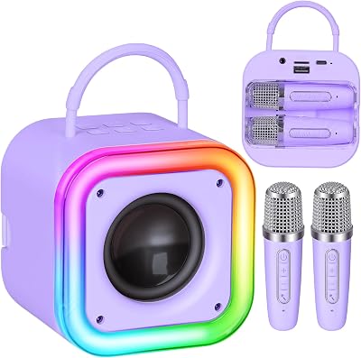Spinosaurus Mini Karaoke Machine for Kids 2 Mic Bluetooth Speaker LED Lights