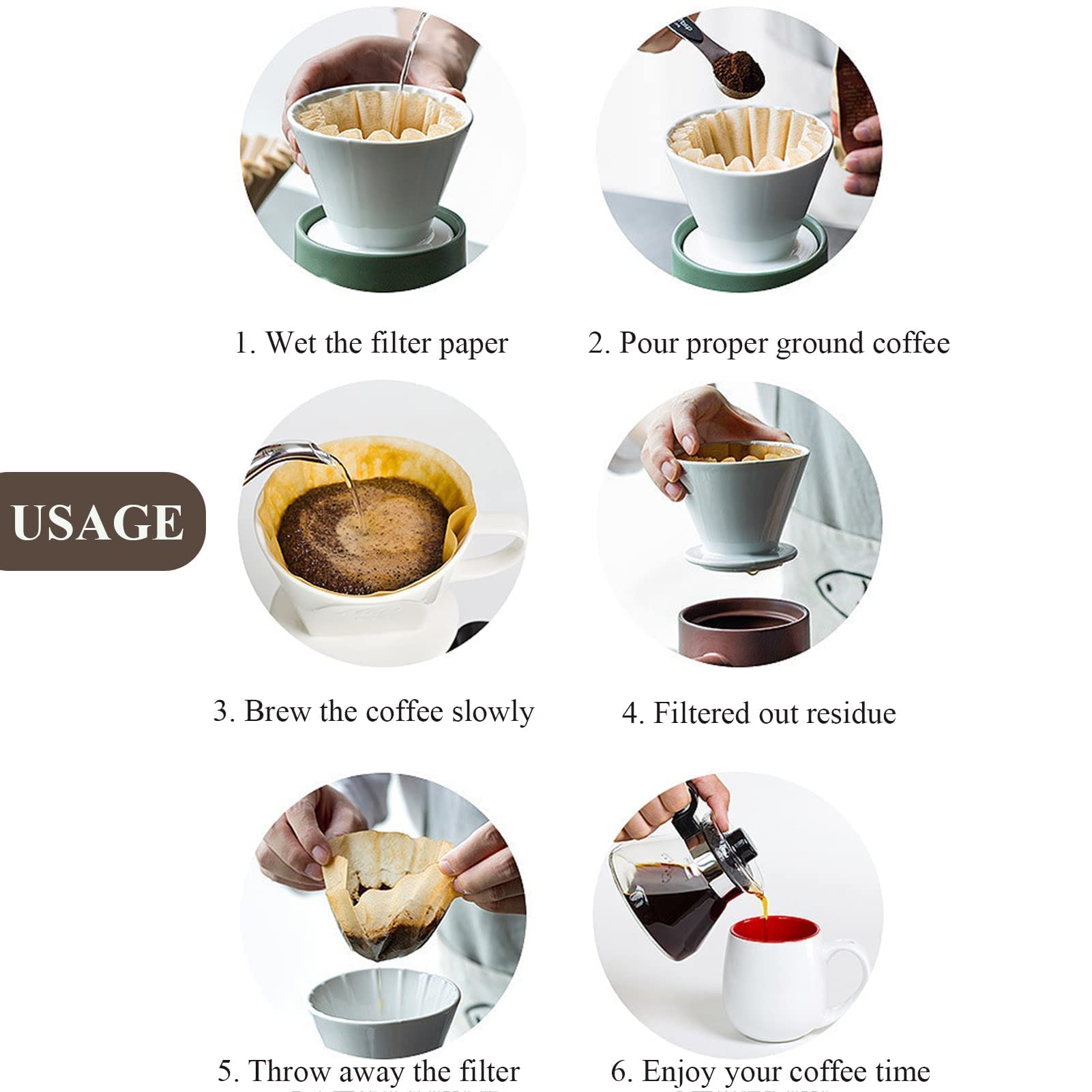 2-5 Cup Coffee Filters, Pack of 100 Unbleached Coffee Filters 5 Cup, Thicken Natural Coffee Filter Basket for Commercial, Home Coffee Maker, Pour Over Coffee Kit (Brown, W02)