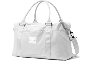 Carrywell (Not Made In China) Travel Duffel Bag, Sports Tote Gym Bag, Shoulder Weekender Overnight Bag for Women (Light Gray)