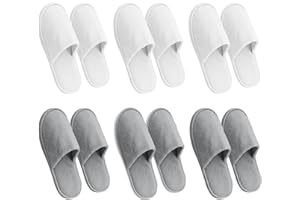 AQUEENLY 6 Pairs Disposable Slippers for Guests, Washable Spa Slippers House Slippers for Guests, Hotel Slipper Guest Slipper for Shoeless Home, Non Slip Indoor Slipper for Women Men